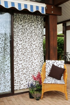 Штора на люверсах, "Bindweed" 136х270 белый и коричневый