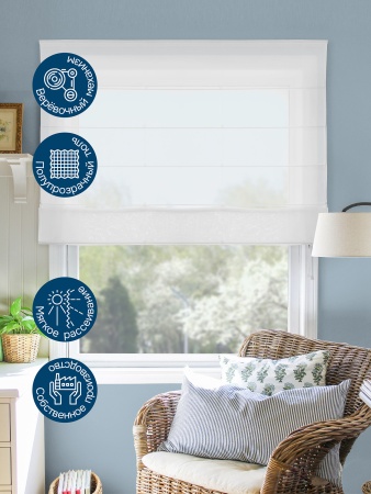 Римские шторы Solito на веревочном механизме цвет белый