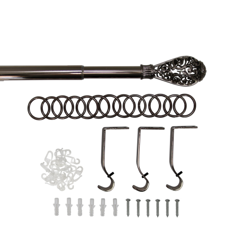 Карниз телескопический однорядный, металл, Кружево, Коньяк, 160-320см