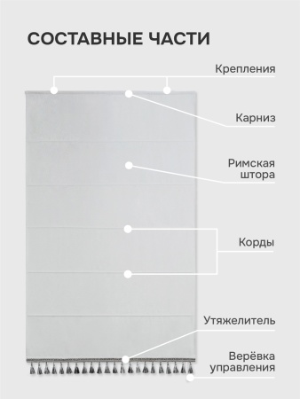 Римская штора Маэстро с бахромой, цвет белый