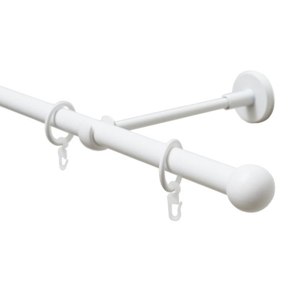 Карниз 20 мм однорядный с наконечником ШАР белый-мат