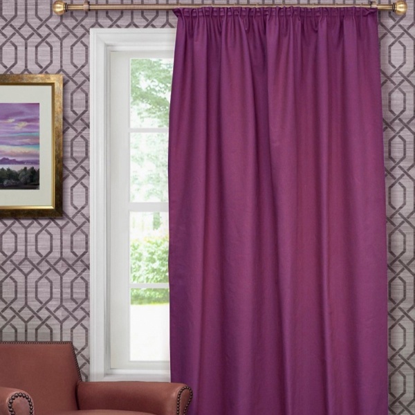 Штора на тесьме Хлопок 100% 140х280 цвет фиолетовый