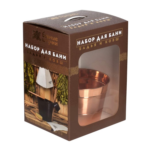 Набор из меди: Бадья 4 л и ковш "Банные штучки"
