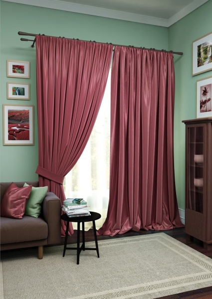 Комплект штор "Avery" 2 шторы 220х270, тюль 450х270 красный