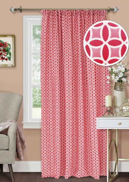 Штора на тесьме 220х270 см Lubawa с подхватом цвет красный