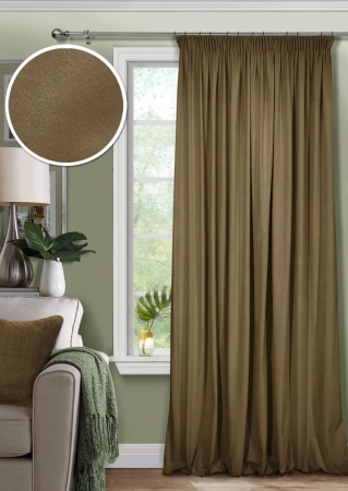 Штора на тесьме 200х270 Pudra с подхватом цвет бледно-коричневый