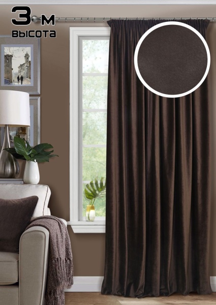 Штора на тесьме 250х300 Pudra с подхватом цвет морон