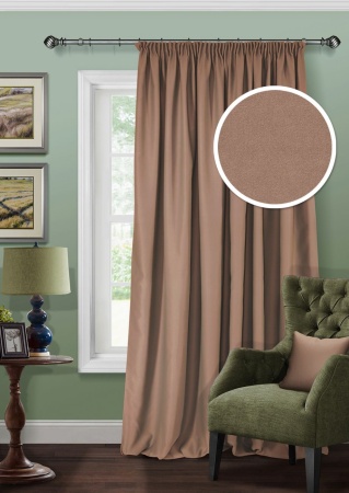 Штора на тесьме Блэкаут "Blackout-S" 200х280 светло-коричневый