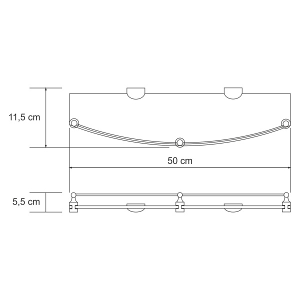 Полка стеклянная с бортиком Kammel K-8344