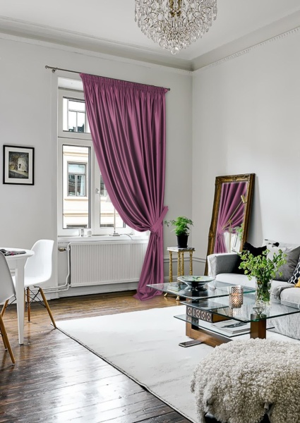 Портьера на тесьме "Lindor" 250x300 см розовый