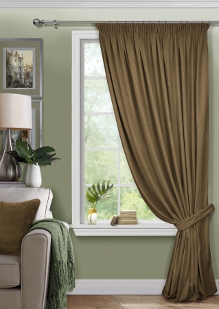 Штора на тесьме 200х270 Pudra с подхватом цвет бледно-коричневый