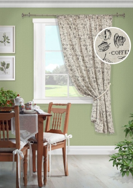 Штора на тесьме "Кофе Coffe lm" 136х175