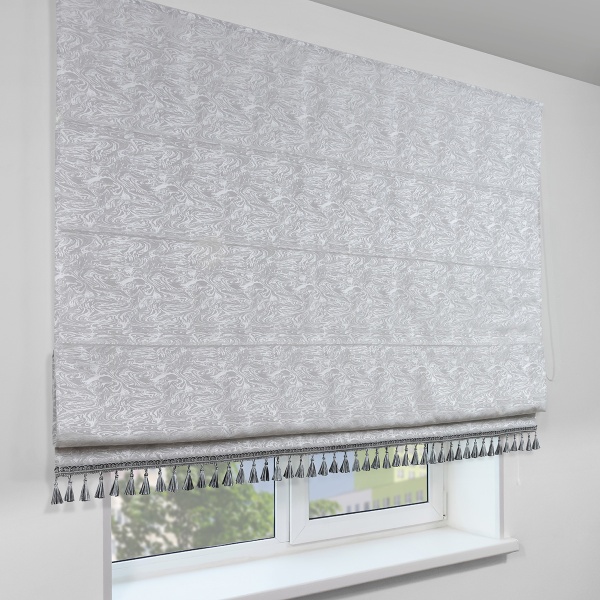 Римская штора с бахромой Сиеста, на цепочном механизме, цвет серый