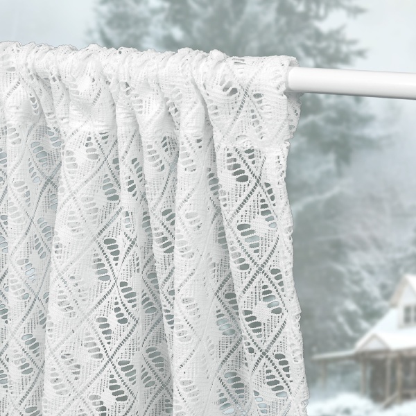 Комплект Шторы-Кафе с помпонами, размер 120х65 см, 2 шт, цвет белый