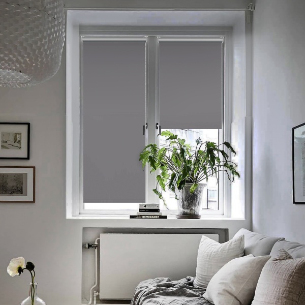 Рулонная штора, Blackout, silverback отражающий, серый, 37х170 см