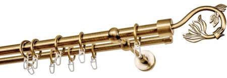 Карниз 2-х рядный гладкий ∅20/16мм, латунь, 400 см, Крокус Карниз 2-х рядный гладкий ∅20/16мм, латунь, 400 см, Крокус