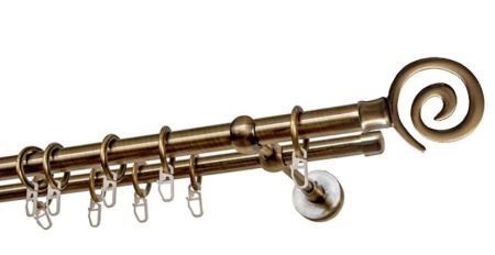 Карниз 2-х рядный гладкий ∅20/16мм, бронза, 400 см, Флеско