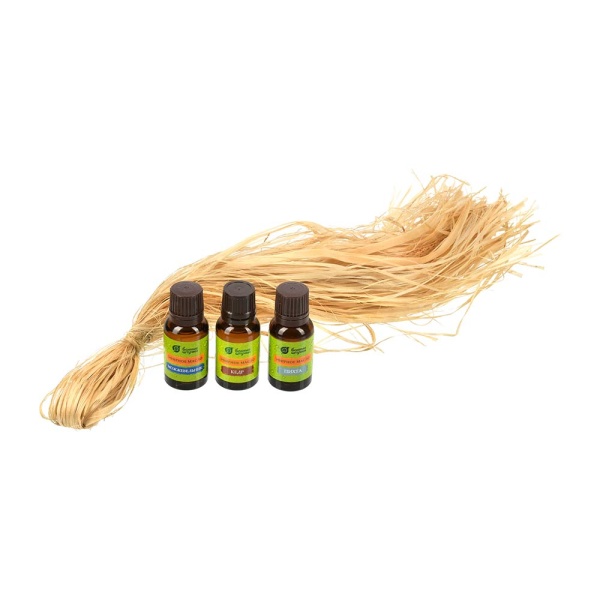 Набор эф.масел "Билет в баню" (пихта,кедр,можж,мочало лыко) 3 масла по 15 мл в дерев.коробочке "Банные штучки"