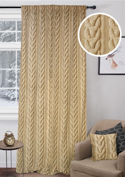 Штора на тесьме "Плейт Plait" 136х275 беж