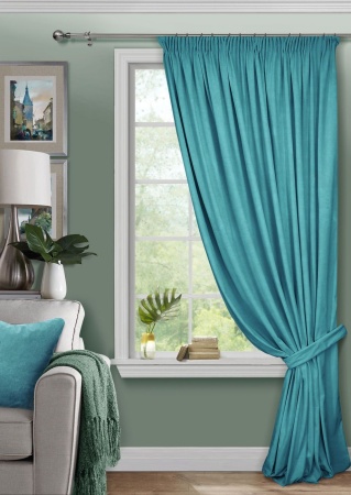 Штора на тесьме 200х270 Pudra с подхватом цвет ярко голубой