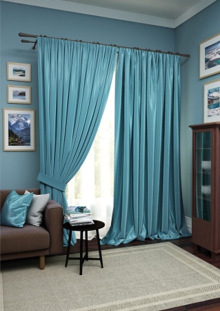 Комплект штор "Avery" 2 шторы 220х270, тюль 450х270 голубой яркий