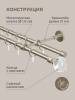 Карниз для штор двухрядный, настенный, штанги 16 мм, Шар классический, матовый никель
