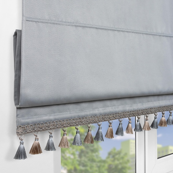 Римская штора с бахромой, Флавия Blackout на ЦМ, цвет светло-серый