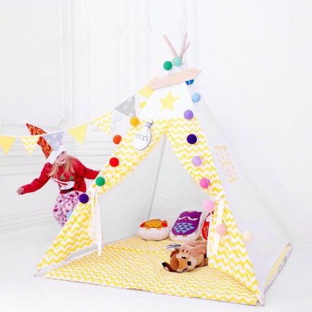 Вигвам для детей 'Зигзаг желтый'