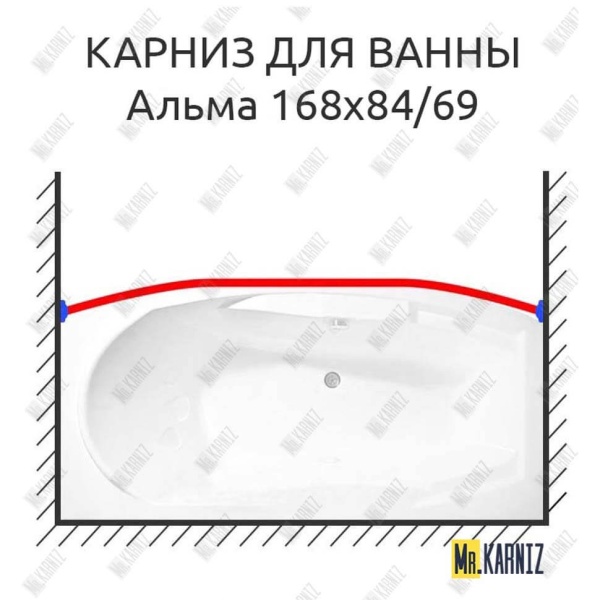 Карниз для ванны Radomir Альма Передний борт 168х84/69 Усиленный 25 мм