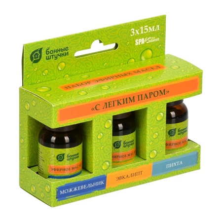 Набор эфирных масел "С легким паром" (пихта, можжевельник, эвкалипт) 3 масла по 15 мл "Банные штучки"