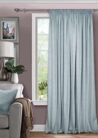 Штора на тесьме 200х270 Pudra с подхватом цвет голубой