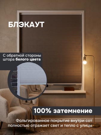 Плиссе соты, блэкаут, коричневый, 100x160 см