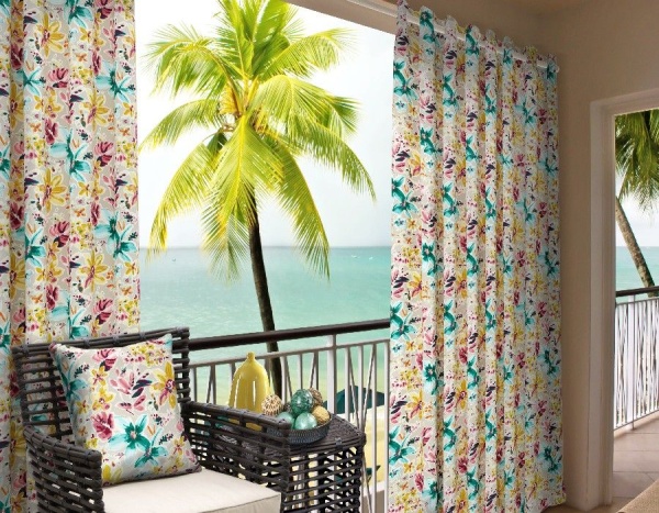 Штора на люверсах, "Moonflower" 136х270