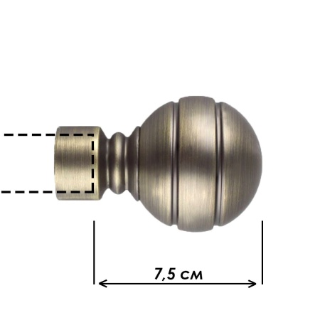 Наконечник "Шар резной", Золото антик , Ø25мм