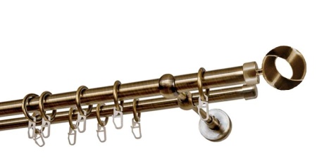 Карниз 2-х рядный гладкий ∅20/16мм, бронза, 400 см, Мебиус Карниз 2-х рядный гладкий ∅20/16мм, бронза, 400 см, Мебиус