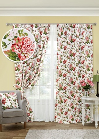 Комплект штор на тесьме "Red Luly - ST" 2 шторы 140х280, тюль 300х280