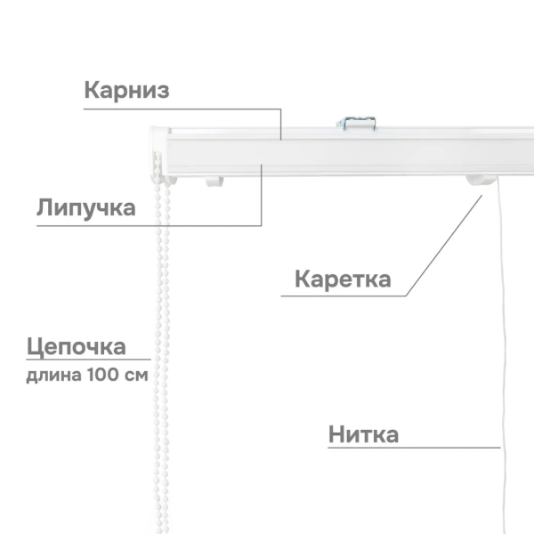 Карниз для римских штор с цепочным управлением 60 см