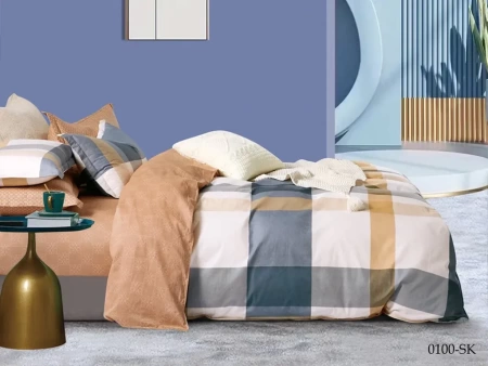 Постельное белье Евро Cleo Satin de Luxe клетка цвет мультиколор