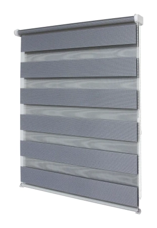 Рулонные шторы день ночь УЮТ Тиссура цвет серебро