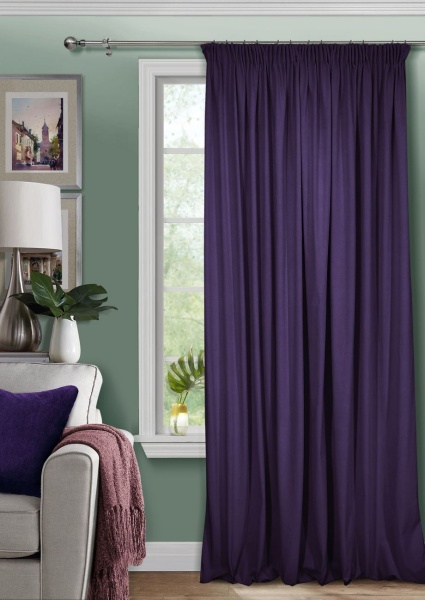 Штора на тесьме 200х270 Pudra с подхватом цвет фиолетовый