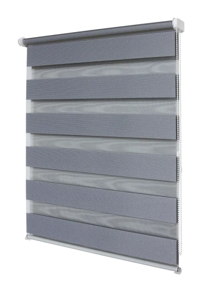 Рулонные шторы день ночь УЮТ Тиссура цвет серебро