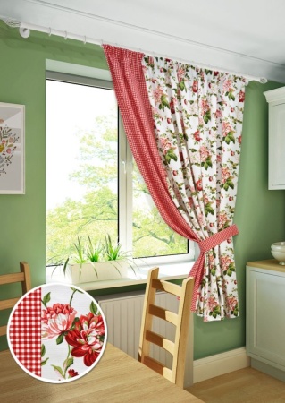 Штора на тесьме "Luly Red" 175x175