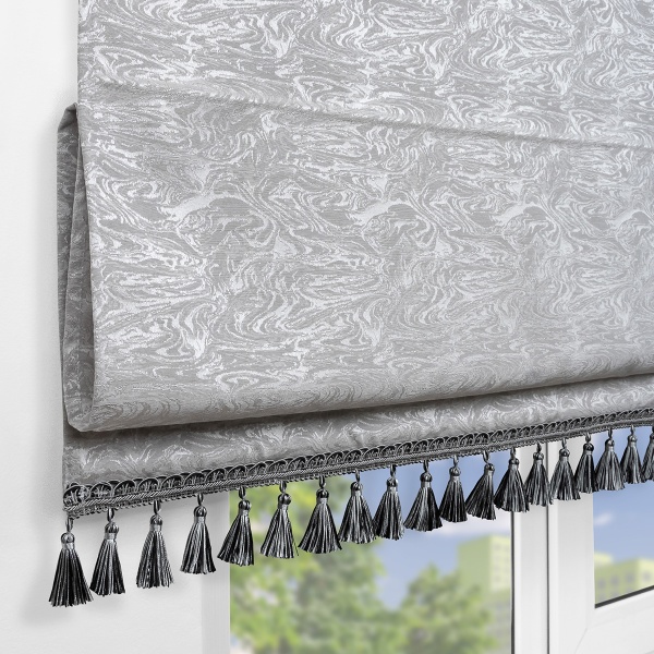 Римская штора с бахромой Сиеста, на цепочном механизме, цвет серый
