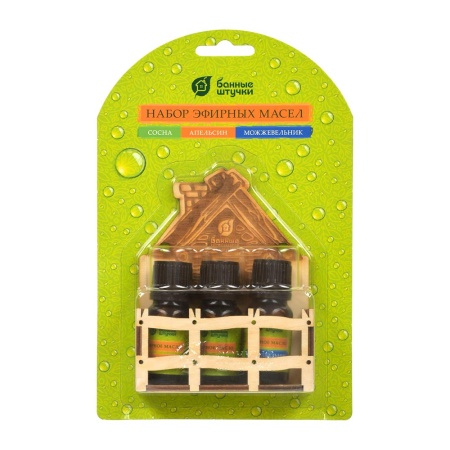 Набор эф. масел  "Банька" (апельсин+сосна+можжевельник) 3 масла по 10 мл "Банные штучки"