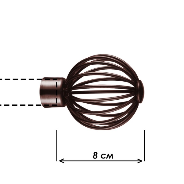 Наконечник "Шар кованый", Коньяк , Ø16мм