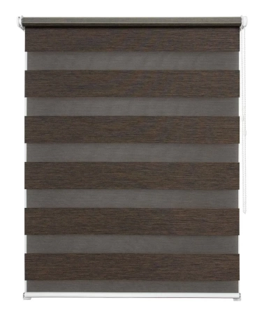 Рулонные шторы день ночь Канзас цвет тёмно-каштановый
