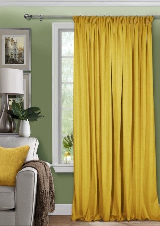 Штора на тесьме 200х270 Pudra с подхватом цвет желтый Штора на тесьме 200х270 Pudra с подхватом цвет желтый