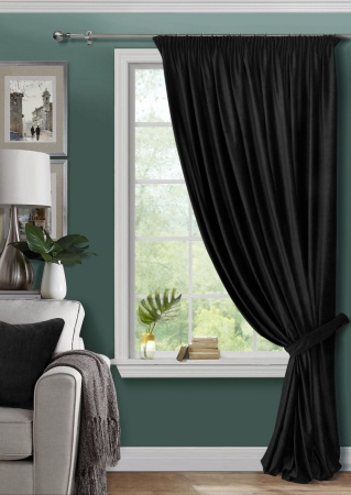 Штора на тесьме 200х270 Pudra с подхватом цвет черный