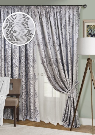 Комплект штор на тесьме "Salerno" 2 шторы 200х270, тюль 450х270 серый