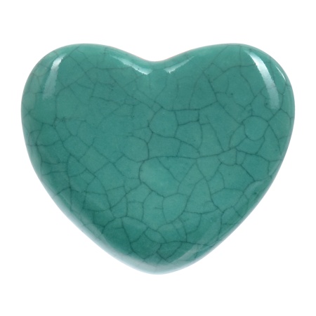 Ручки керамические для мебели Сердце цвет бирюзовый (6 шт)